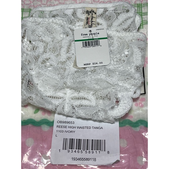 Free People Reese High Waisted Tanga Panty in Ivory NWT Sz L - Picture 7 of 10